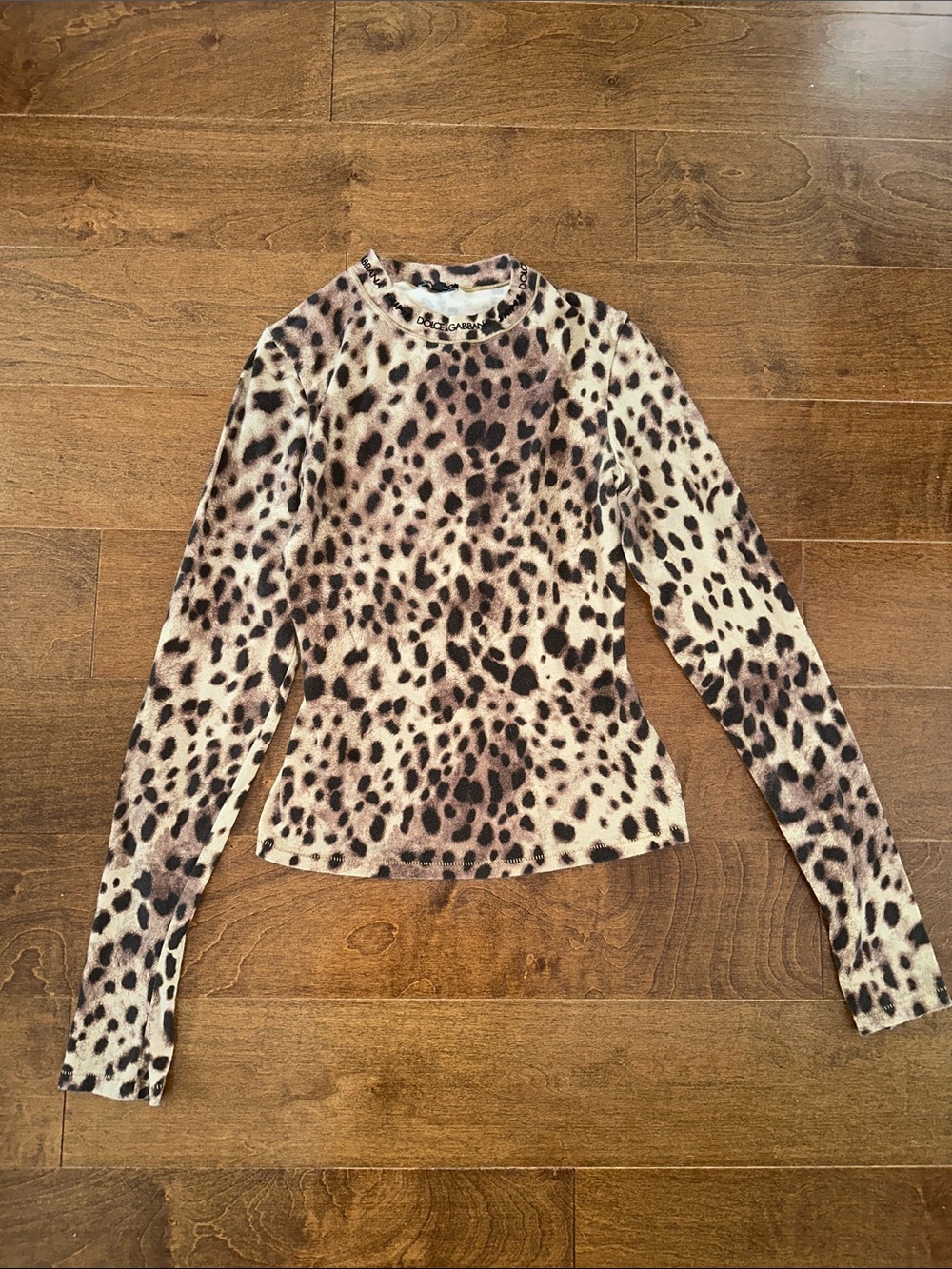 Dolce&Gabbana X SKIMS COTTON JERSEY LONG SLEEVE T-SHIRT LEOPARD SMALL